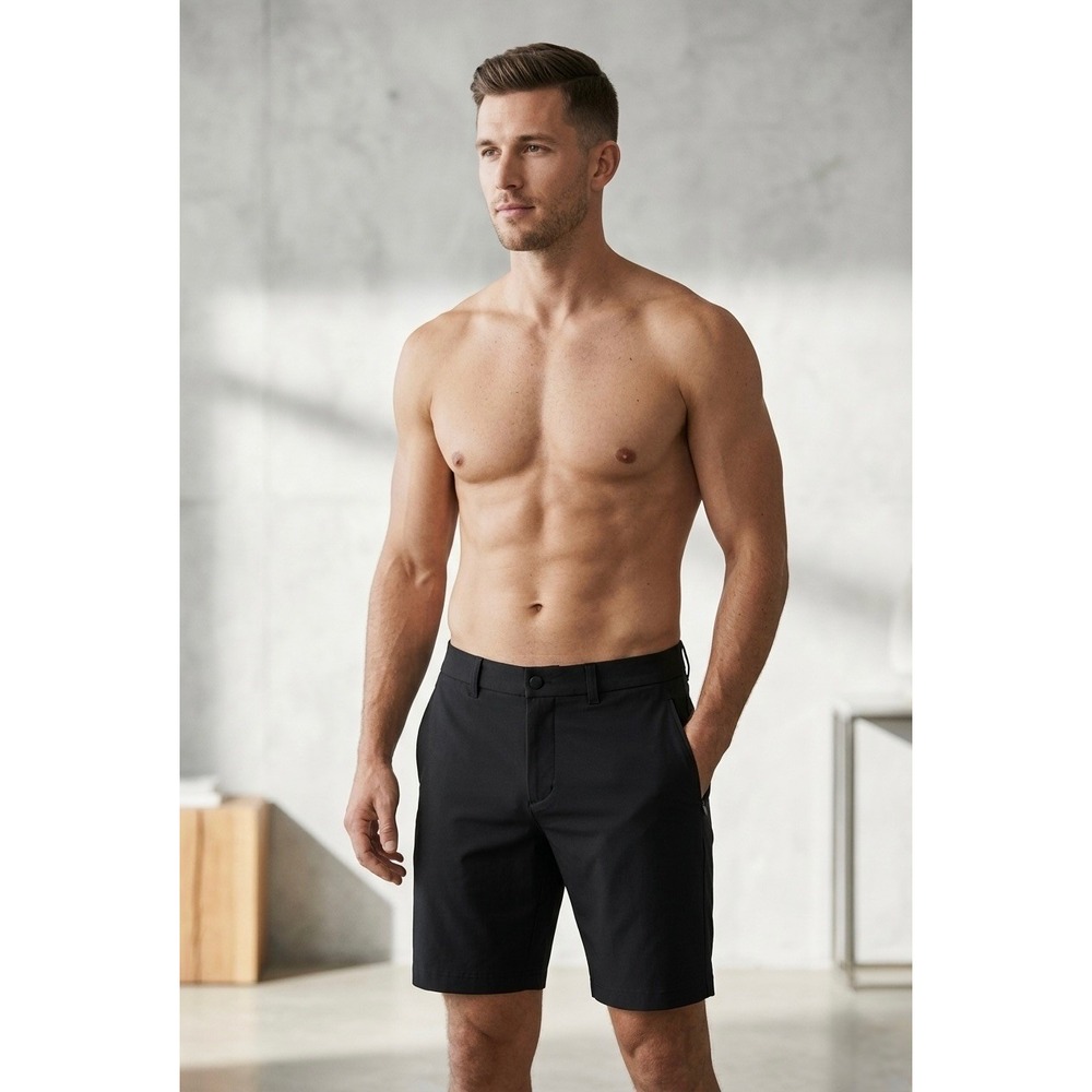 Lululemon Commission Short 10" Warpstreme Black Mens 32 Chino Golf Shorts LM7843